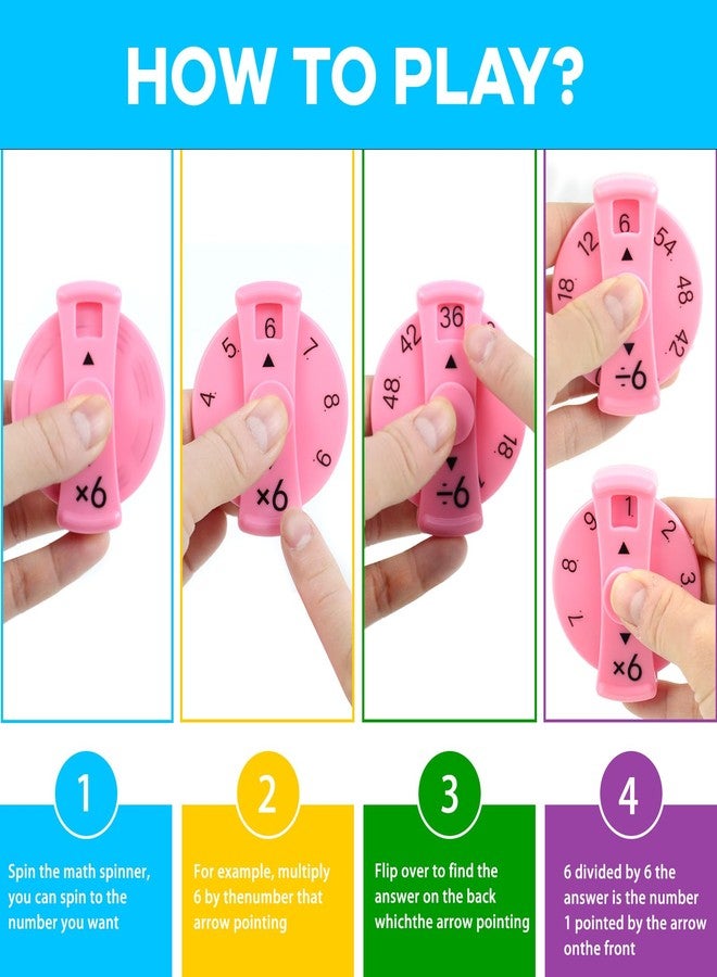 QETRABONE 9 Pcs Math Fidget Spinners, Math Fidget Toy for Adults, Learn Multiplication and Division with The Math Spinners, Math Game for Home Classroom Prizes - Image 3